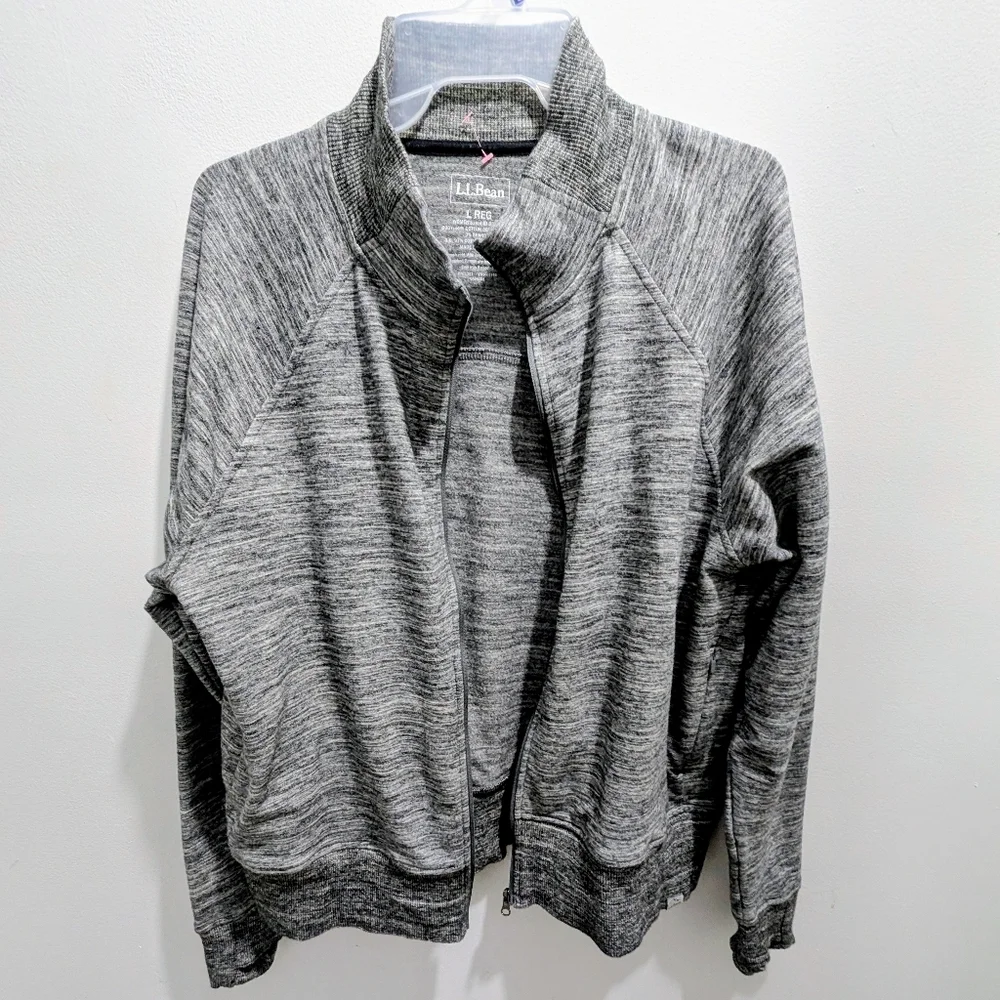 L.L. Bean Womens Gray Zip-Up Jacket Large Outdoor Cozy - Picture 3 of 11
